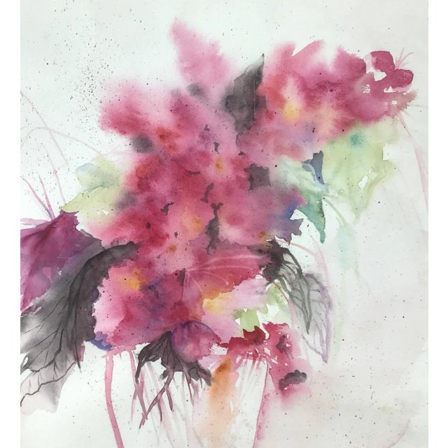 Abstract Modern Abstract Artisanal Framed Watercolor Painting For Sale - Image 3 of 10