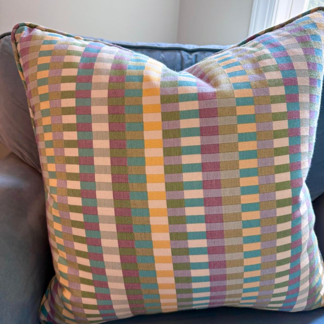 2000 - 2009 Multi-Color Gingham Check Throw Pillows: A Pair For Sale - Image 5 of 5