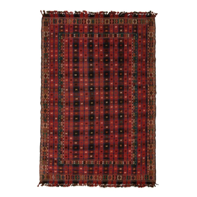 Antique Verneh Kilim Rug in Red, Black & Blue Geometric Pattern For Sale In New York - Image 6 of 6