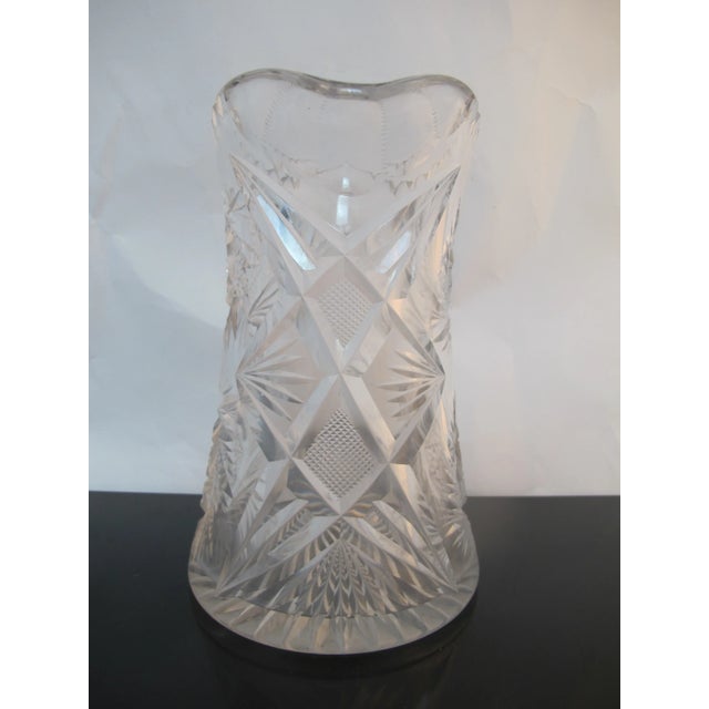 American Brilliant Period Clear Cut Glass Water Pitcher Carafe For Sale - Image 4 of 8