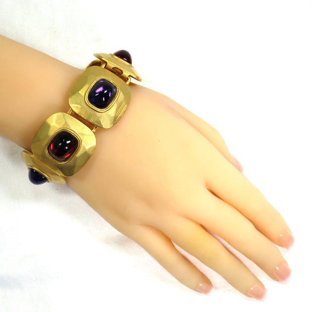 Vintage 1960s Mid-Century Modern Designer Jewel-Tone Bracelet & Earrings - 5 Pieces For Sale - Image 11 of 12