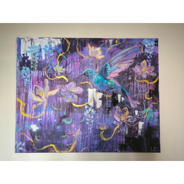 Linda Clerget, Cosmic Bird, Ink on Canvas For Sale - Image 4 of 10