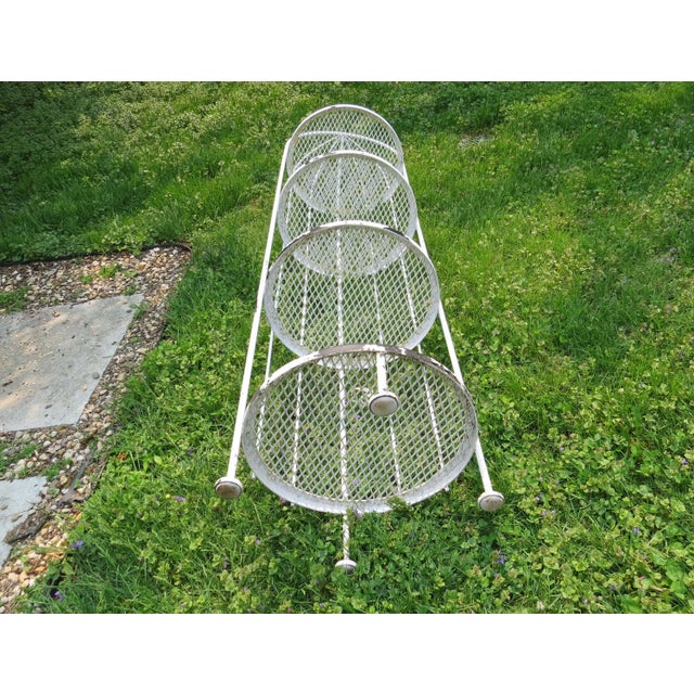 Vintage 1970s Solid Wrought Iron 4-Tier Dome Top Plant Stand / Shelving For Sale - Image 10 of 13