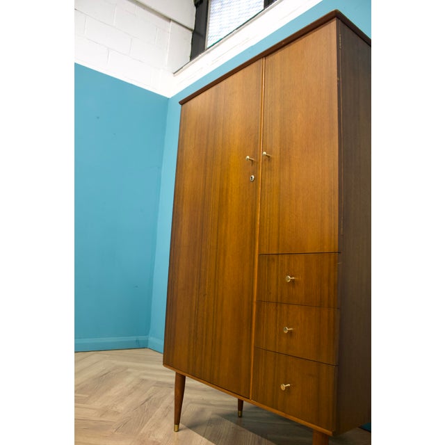 1960s Mid-Century Modern Walnut Compact Wardrobe from Uniflex, 1960s For Sale - Image 5 of 12