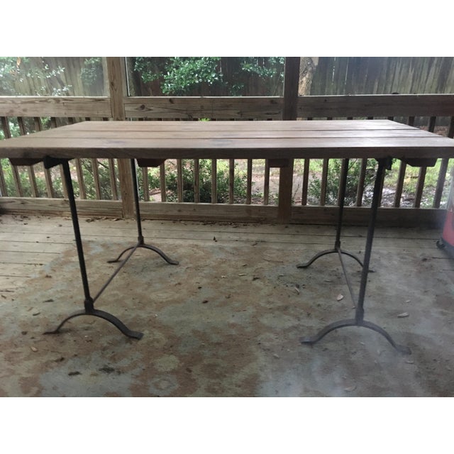 Pottery Barn Iron Trestle Table Chairish