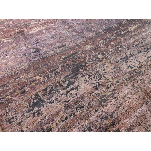 Hand Knotted Bamboo Silk and Wool Rug in High and Low Texture. 7'10"x 9'9" For Sale - Image 12 of 18