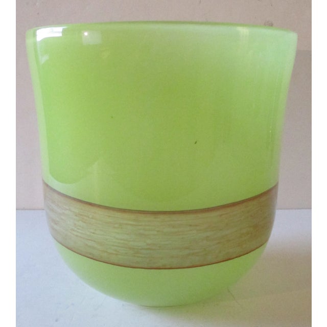 Cyan Design Large Celadon Green With Hand Applied Amber Stripe Vase For Sale - Image 9 of 9