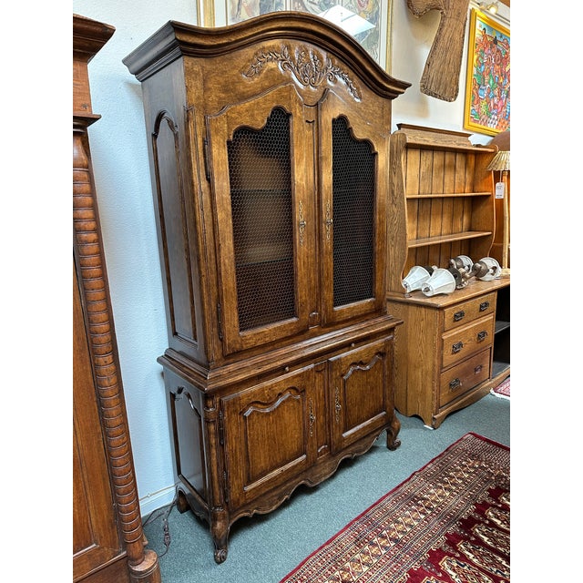 French Provincial Two Piece Kitchen Hutch Chairish