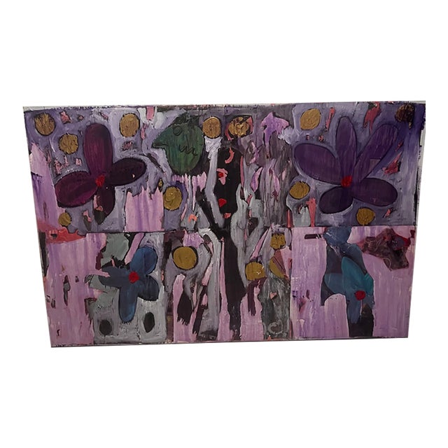 Mark Cherry Signed Original Abstract Floral Painting on Canvas For Sale