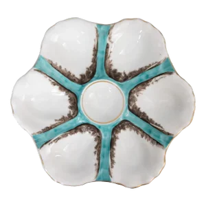 Antique French Porcelain Turquoise Oyster Plate