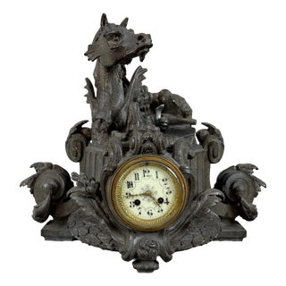 Antique Late 19th Century Fireplace Clock For Sale