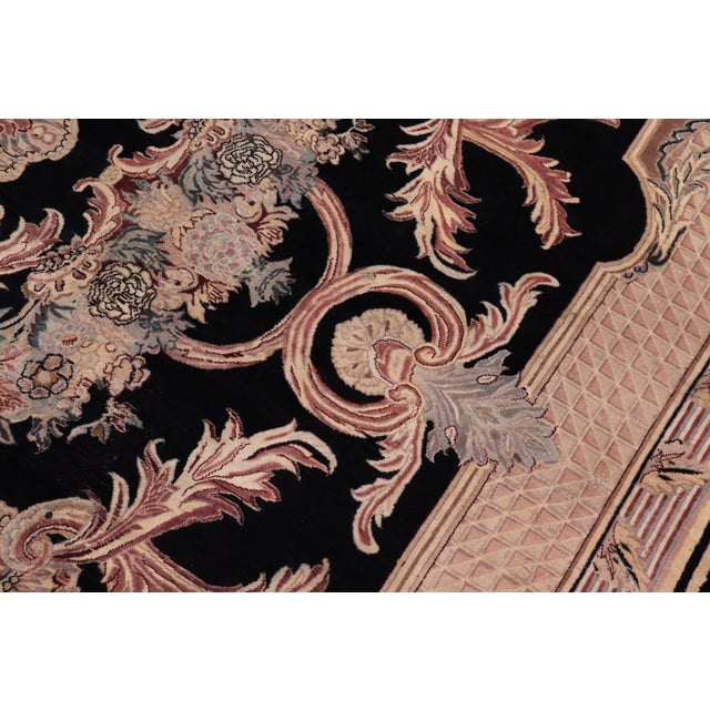 1990s Organic Floral 1990's Persian Black/Black Wool Rug - 9'2'' X 12'5'' For Sale - Image 5 of 9