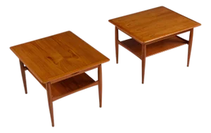 Pair Danish Teak Side Tables With Drawers 1960s