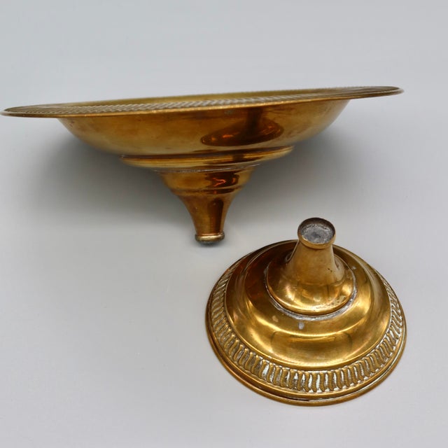 Metal Antique Italian Brass Pedestal Tazza — Gadroon Rim Compote, Early 20th Century For Sale - Image 7 of 9