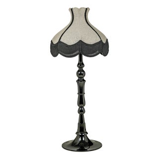 Buchanan Scalloped Aluminium Base Table Lamp, Natural/Black For Sale