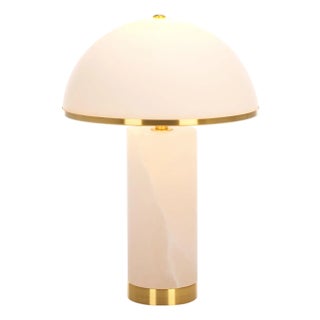 Izabel Alabaster Table Lamp in Gold/White For Sale