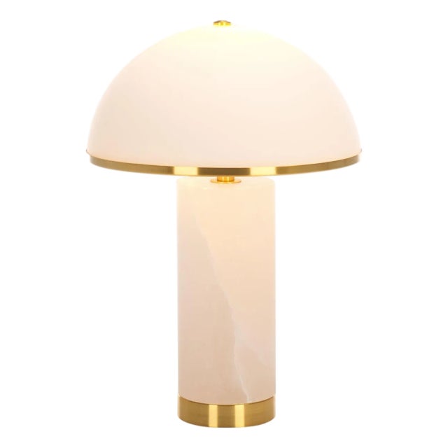 Izabel Alabaster Table Lamp in Gold/White For Sale