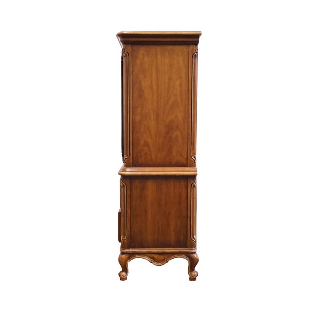 Drexel Heritage Brittany Collection Solid Pecan Country French Style 41" Door Chest W. Floral Accents 202-420 For Sale - Image 12 of 18