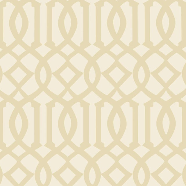 Sample - Schumacher Imperial Trellis II Wallpaper in Sand/Ivory For Sale