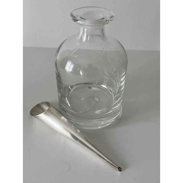 Metal Crystal Italian Pampaloni Decanter with Sterling Silver Cone Style Stopper For Sale - Image 7 of 9