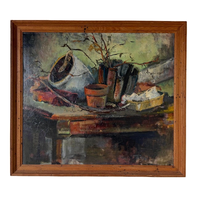1960s Vintage Turner Still Life Oil on Canvas Painting in Wood Frame For Sale