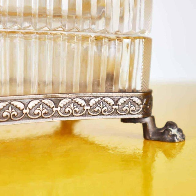 Antique Ashtray in Glass and Decorated Metal For Sale - Image 3 of 11