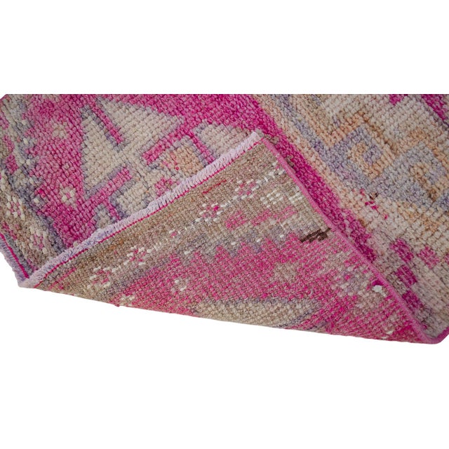 1970s Pink Turkish Hand-Knotted Distressed Runner Rug For Sale - Image 10 of 10