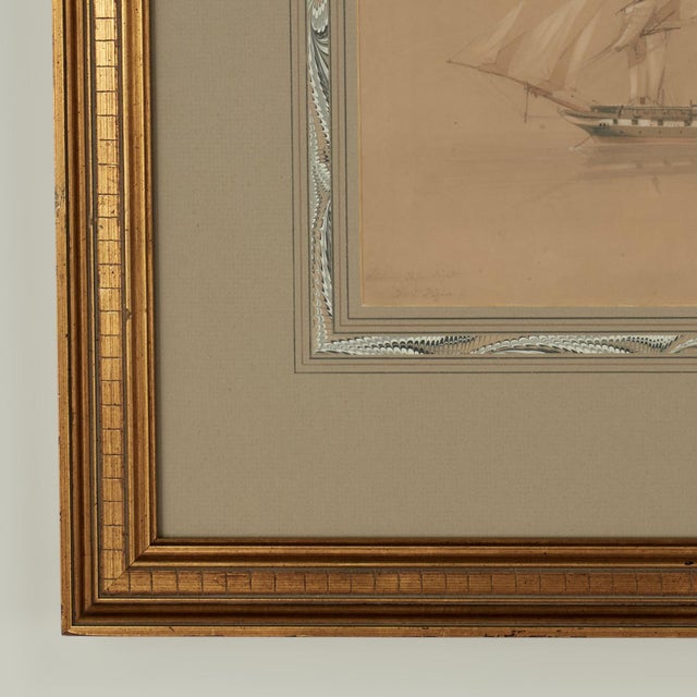 Antique Watercolor of the English Sailing Ship HMS Pique For Sale In West Palm - Image 6 of 11