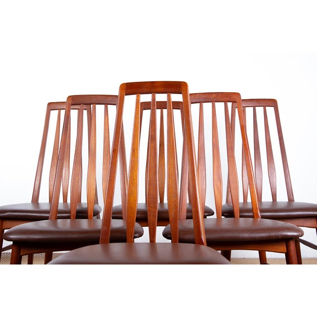 Danish Eva Model Chairs in Teak and Leather by Niels Koefoed for Koefoeds Hornslet, 1960, Set of 6 For Sale - Image 16 of 18
