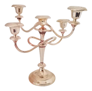 Vintage Silver on Copper Five Arm Convertible Candelabra