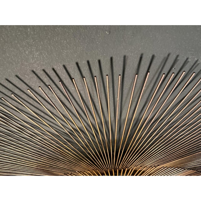 Copper Vintage Brutalist Sunburst Wall Clock Brass and Copper Mid Century Modern, C. 60s 70s For Sale - Image 8 of 12