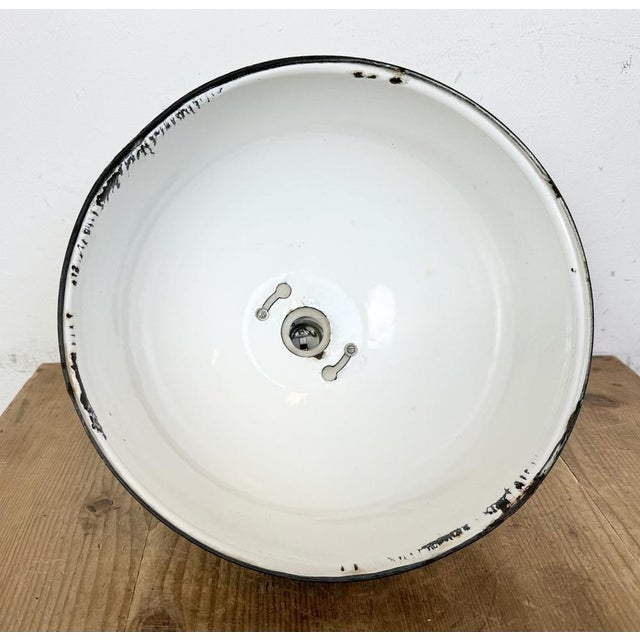 Soviet Industrial White Enamel Pendant Lamp, 1960s For Sale - Image 14 of 17