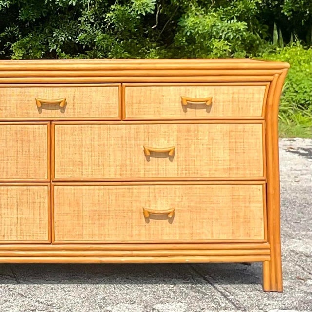 Late 20th Century Vintage Coastal Grasscloth Dresser For Sale - Image 13 of 15