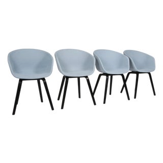 Model AAC22 Dining Chairs in Fabric and Black Stained Oak, 2010s, Set of 4 For Sale