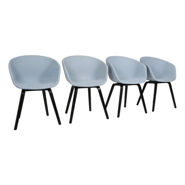 Model AAC22 Dining Chairs in Fabric and Black Stained Oak, 2010s, Set of 4 For Sale