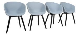 Model AAC22 Dining Chairs in Fabric and Black Stained Oak, 2010s, Set of 4