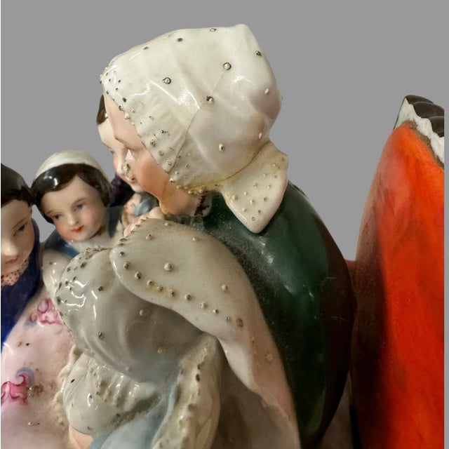 Antique Staffordshire Porcelain Figural Inkwell of a Grandmother With Children For Sale - Image 6 of 12