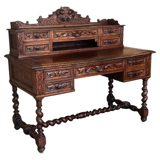 Antique Spanish Oak Desk, 1900 For Sale