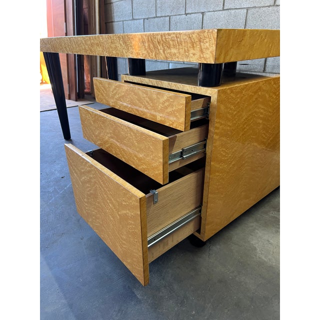 Leon Rosen for Pace Collection “Boca” Executive Desk in Birdseye Maple For Sale - Image 10 of 15