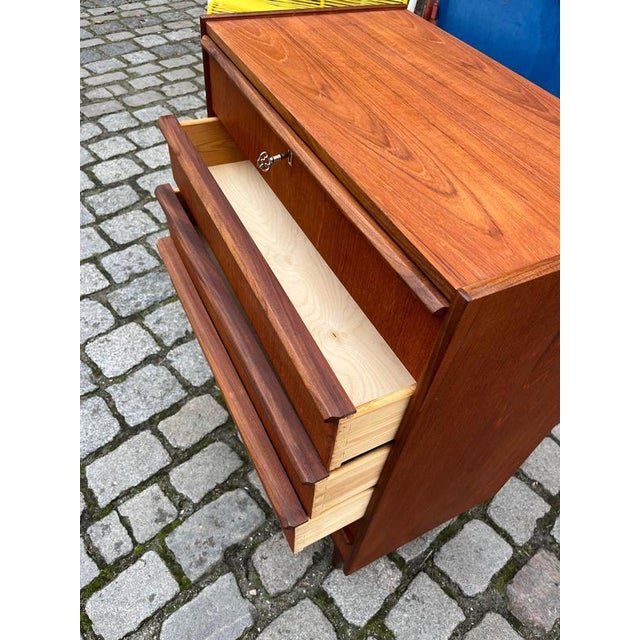 Brown Vintage Teak Chest of Drawers with Lock For Sale - Image 8 of 11
