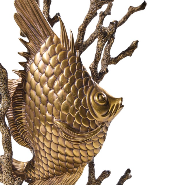 Late 20th Century Theodore Alexander Brass Fish and Coral Table Lamps - Pair For Sale - Image 11 of 11