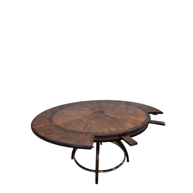 Brown MCM Walnut Extension Dining Table With Sunburst Top For Sale - Image 8 of 12