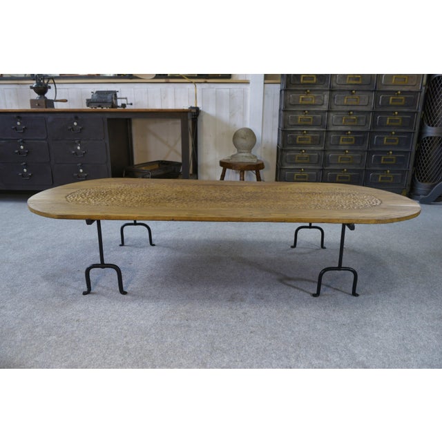 Brutalist Coffee Table in Oak and Wrought Iron, 1950s For Sale - Image 10 of 12