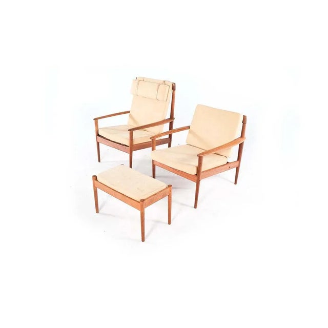 Brown Set of Armchairs by Grete Jalk Edited for Poul Jeppesens Møbelfabrik, 1956 For Sale - Image 8 of 8