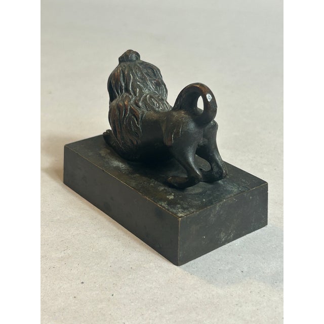 Antique 19th Century French Inkwell Top Lid Lion Dog Bronze Figurine For Sale - Image 4 of 12