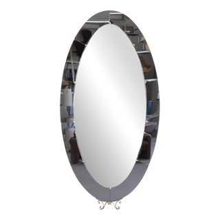 Large Floor Mirror with Glass Console from Cristal Art, Torino, Italy, 1956 For Sale