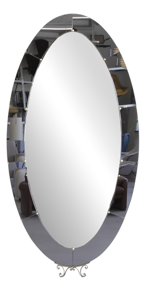 Large Floor Mirror with Glass Console from Cristal Art, Torino, Italy, 1956