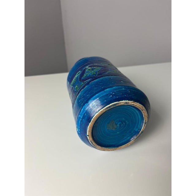 Blue Azul Rimini Vase by Aldo Londi for Bitossi For Sale - Image 8 of 11