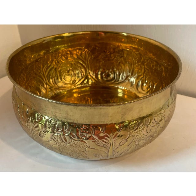 Mid 20th Century Vintage Round Brass With Embossed Design For Sale - Image 5 of 6
