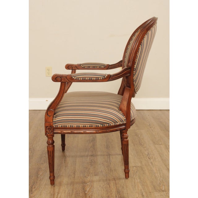 Almond Ethan Allen French Louis XVI Style Armchair For Sale - Image 8 of 13